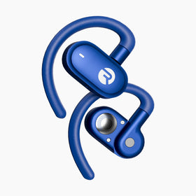 Raycon Fitness open-ear blue case shown for quick charging