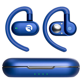 Raycon Fitness open-ear earbuds blue in case for all-day use