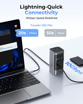 RayCue 100W USB-C PD input supports laptop charging through pass-through during work