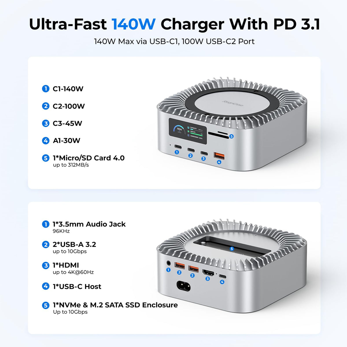 RayCue dock with 4K60 HDMI enables crisp second display from Mac mini M4.