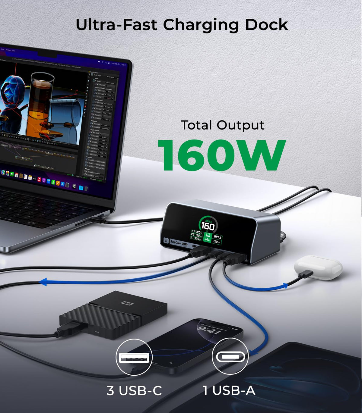 RayCue dual 4K60 HDMI ports enable crisp external monitors for work and media.