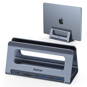 RayCue dual HDMI dock viewed from top enabling multitasking with two 4K displays
