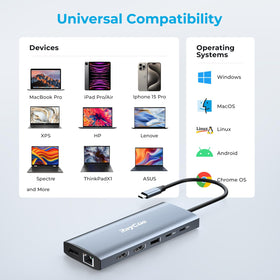 RayCue on a tidy desk with peripherals highlighting seamless multiport connectivity benefits