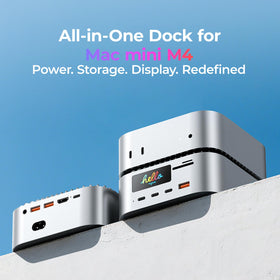 RayCue M4 dock with 8TB enclosure open, showing expansive NVMe/SATA storage options.