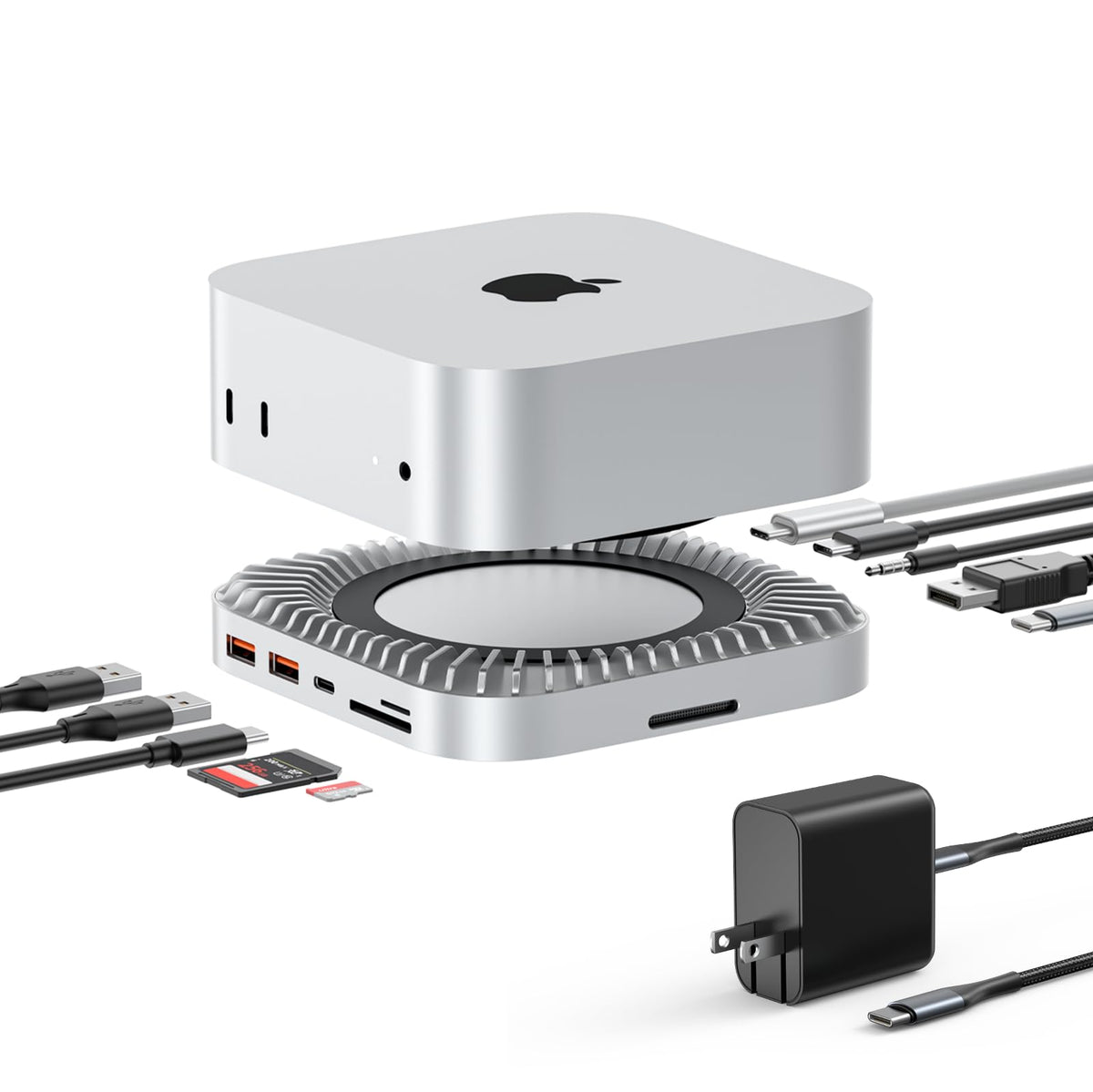 RayCue M4 Dock front USB-A, USB-C, and SD/TF reader for quick access