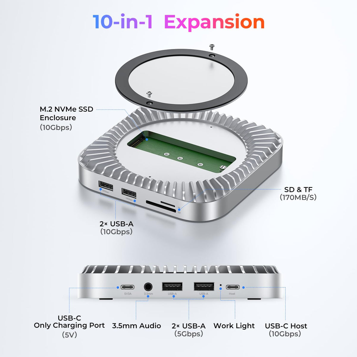 RayCue Mac mini M4 Dock cooling vents support sustained performance