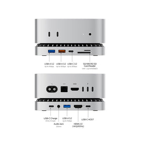 RayCue Mac mini M4 dock SSD enclosure open reveals expandable storage up to 8TB.