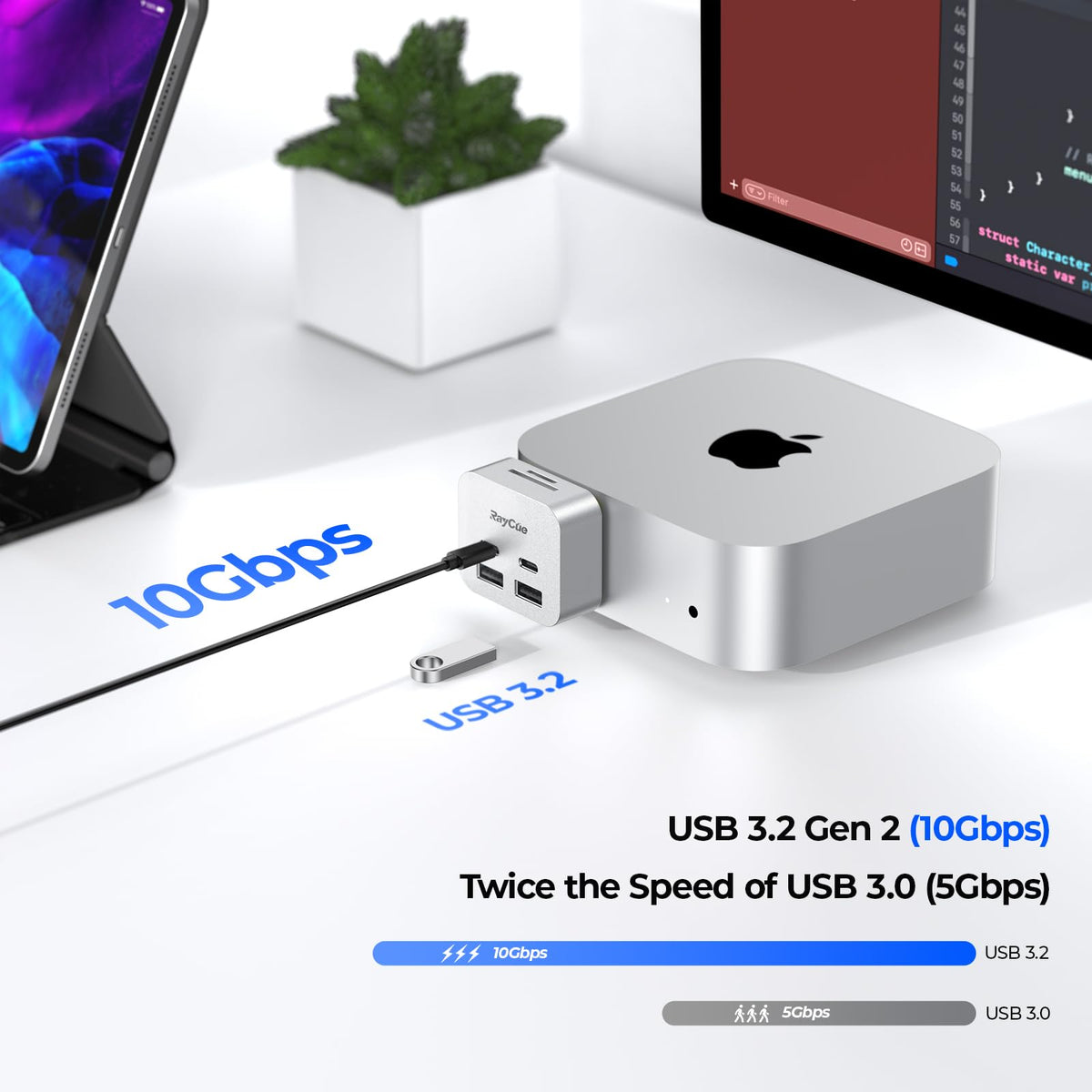 RayCue MiniPack USB-A ports detail showing legacy device compatibility benefit