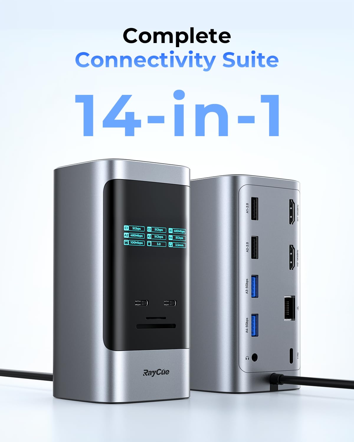 RayCue no power adapter design reduces desk clutter and simplifies placement