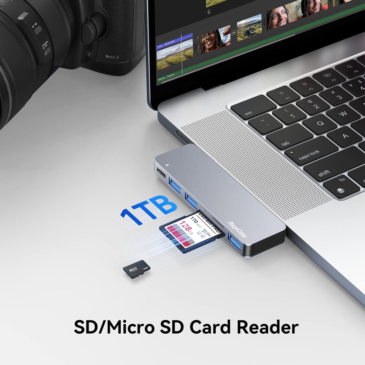RayCue USB-C hub 100W PD supports high-speed pass-through charging