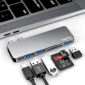 RayCue USB-C hub 6-in-1 for MacBook Pro on-the-go connectivity.