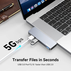 RayCue USB-C hub with USB 3.0 ports for fast peripheral data transfer