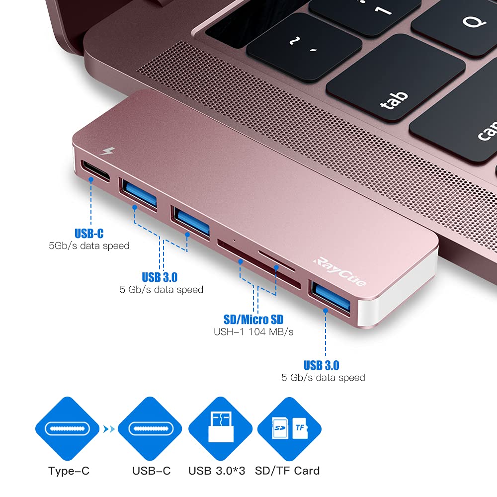RayCue hub with USB-A ports enables fast data transfers on MacBooks