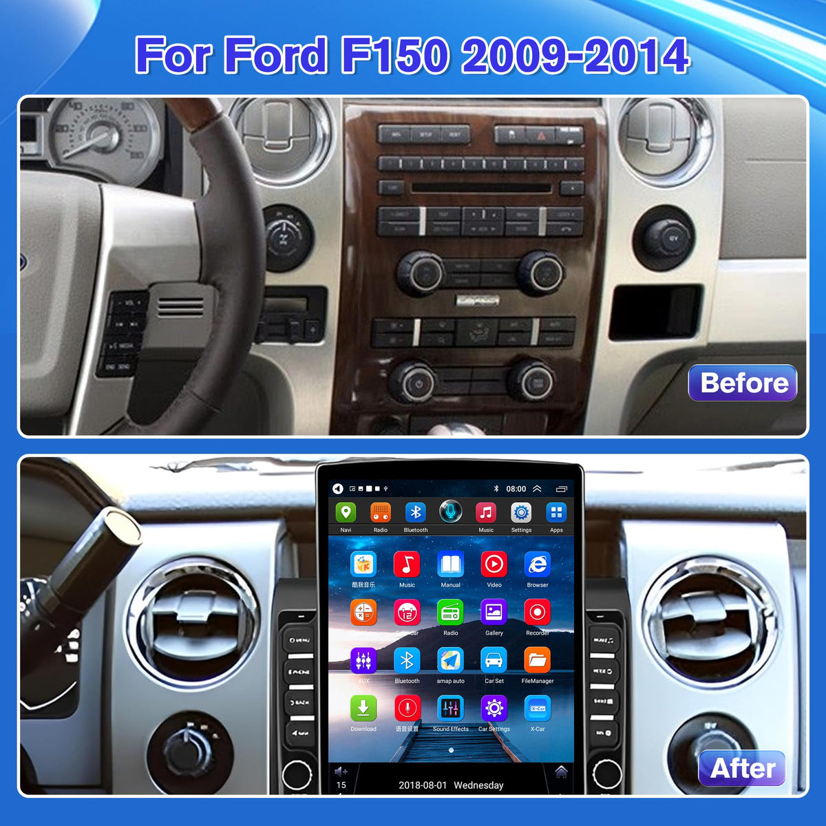 Rayjorman Android 13 system with fast app access on a car stereo