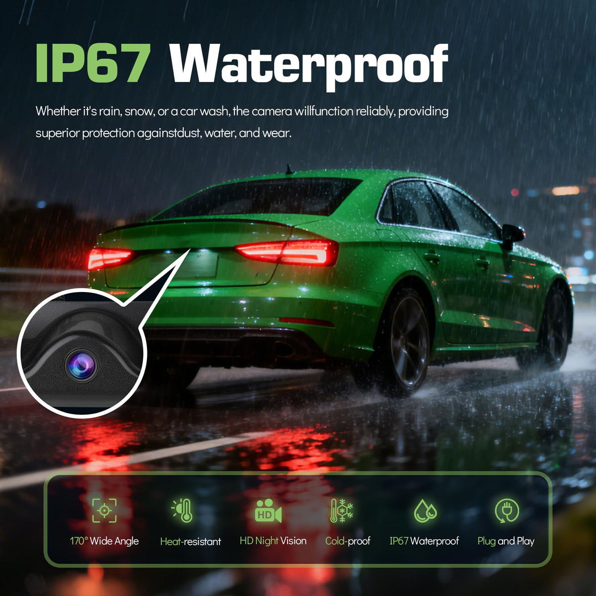 Rayjorman night vision feature improves visibility in low light for reversing.