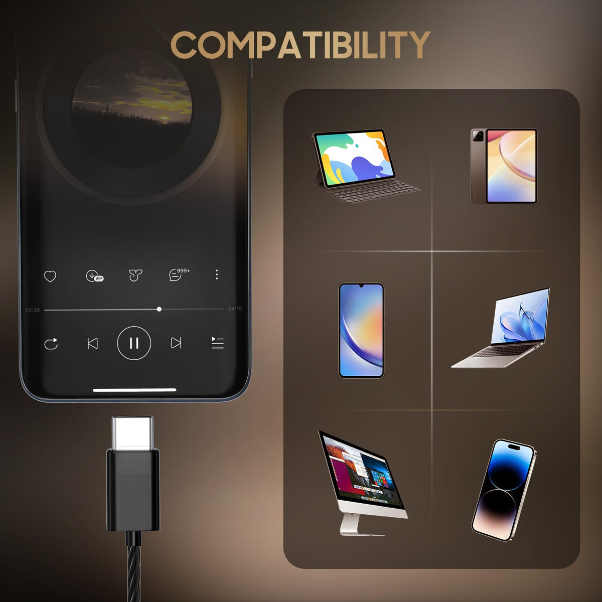 Rayleigh USB-C headphones compatible with Type-C devices across brands