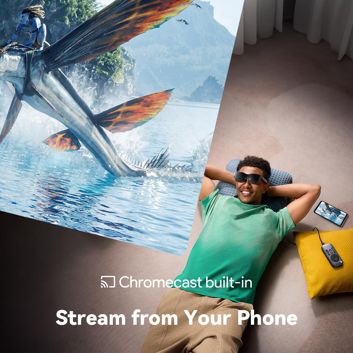 RayNeo Pocket TV pairing with XR glasses for cinematic moments