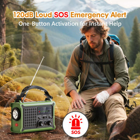 Raynic in a campsite setting providing alerts, light and phone power