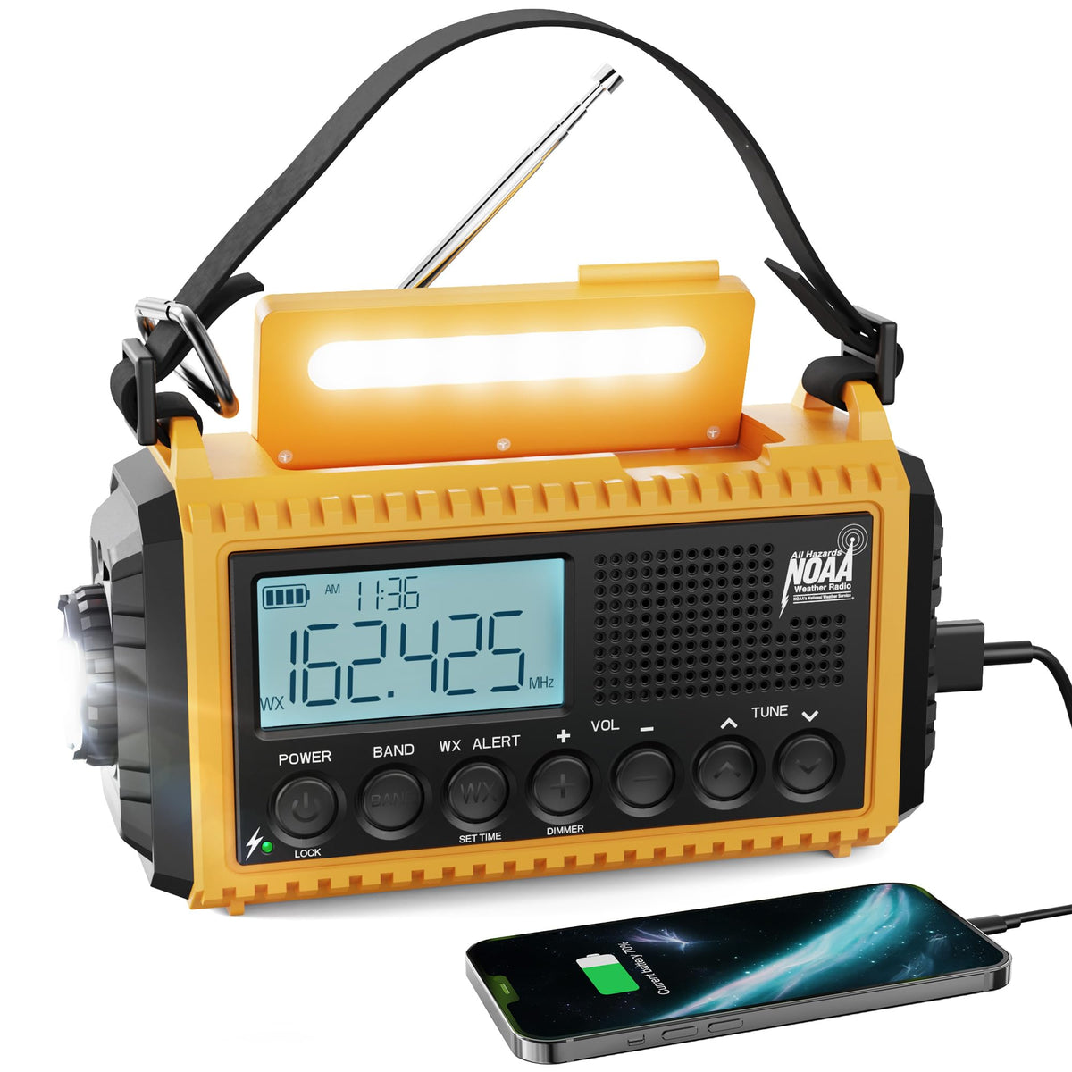 Raynic front panel showing buttons and speaker for easy emergency use