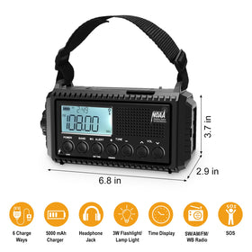 Raynic used at a campsite receiving NOAA alerts and lighting a tent for safety