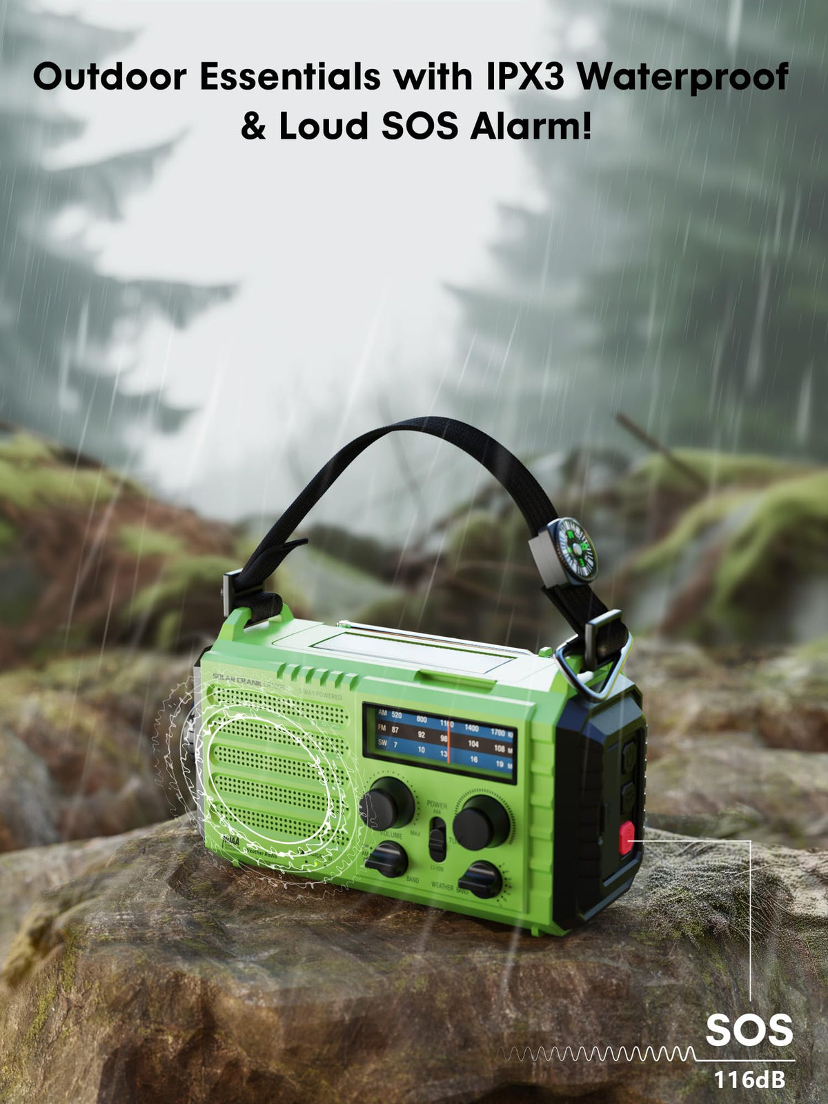 Raynic lifestyle camping setup providing weather alerts and light
