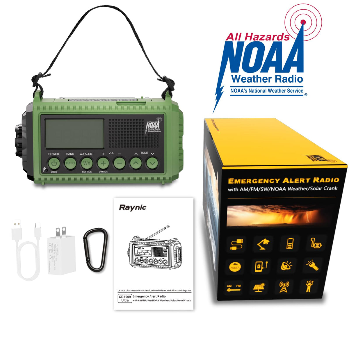 Raynic placed in a campsite demonstrating weather alerts and dependable outdoor use