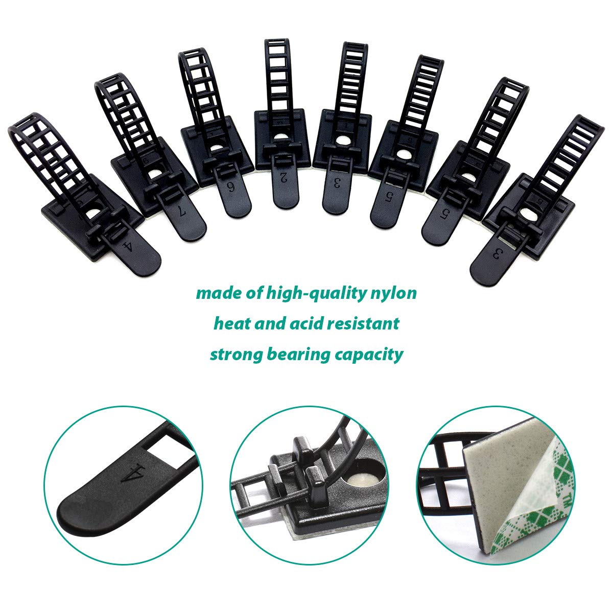 RayTour adhesive cord clip close-up illustrating clean sticky backing for fast mounting