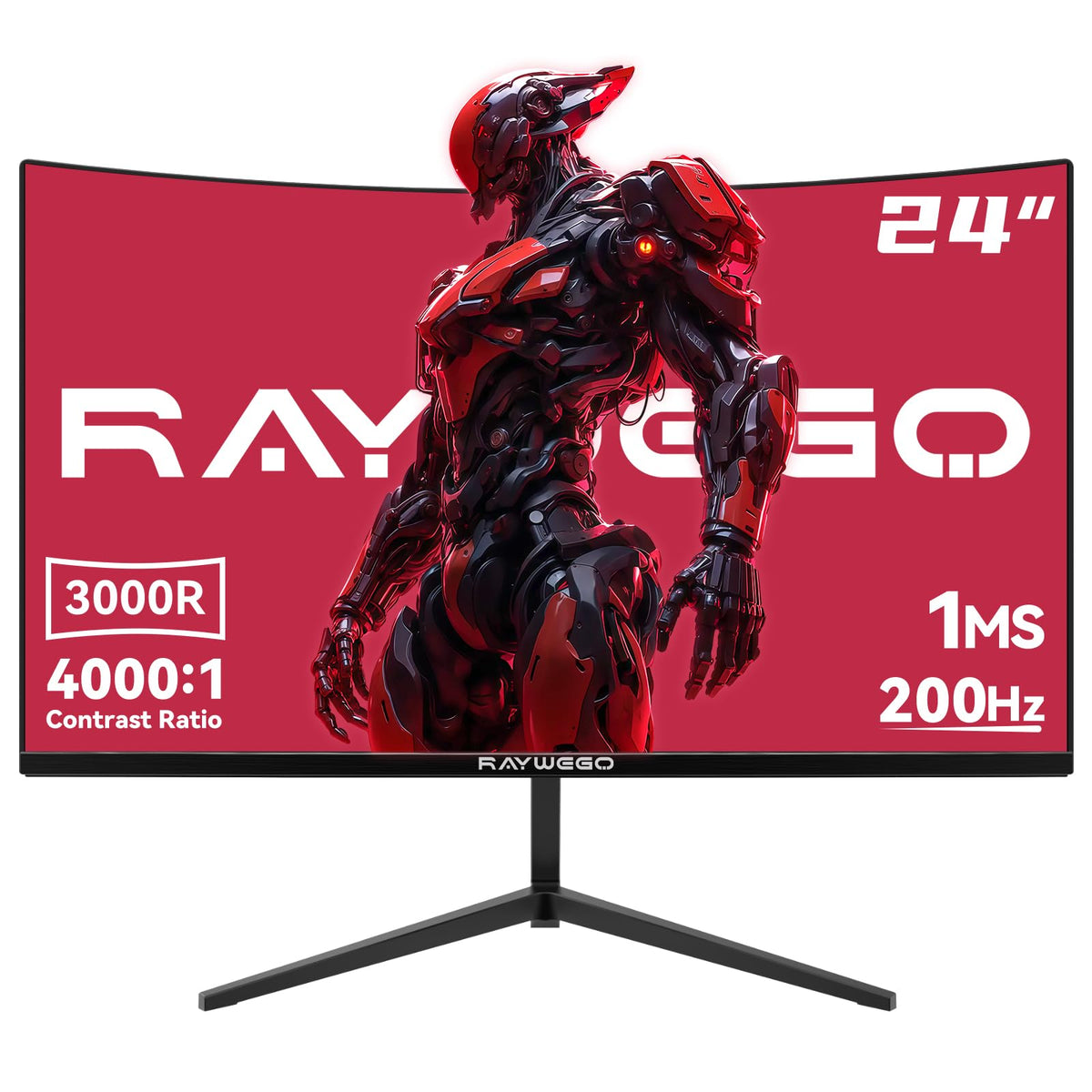 Raywego 24 inch curved monitor front view for immersive gaming visuals