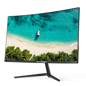 Raywego 24-inch curved monitor side angle shows slim profile for multi-monitor setups.