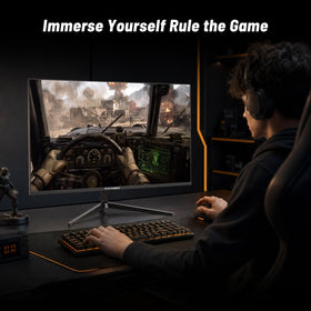 Raywego 24-inch flat gaming monitor on-desk setup ideal for compact battle stations