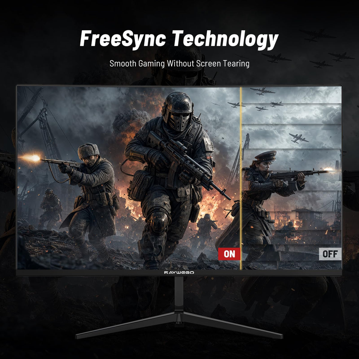 Raywego 24-inch flat gaming monitor wall-mount ready clean view with flexible placement