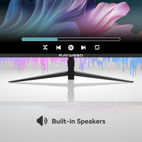 Raywego monitor with built-in speakers for tidy desk audio.