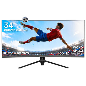 Raywego 34-inch curved gaming monitor, front view, immersive ultrawide display.