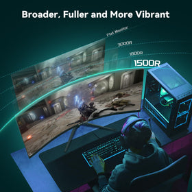 Raywego curved 1500R immersive curve detail enhances deep viewing immersion.