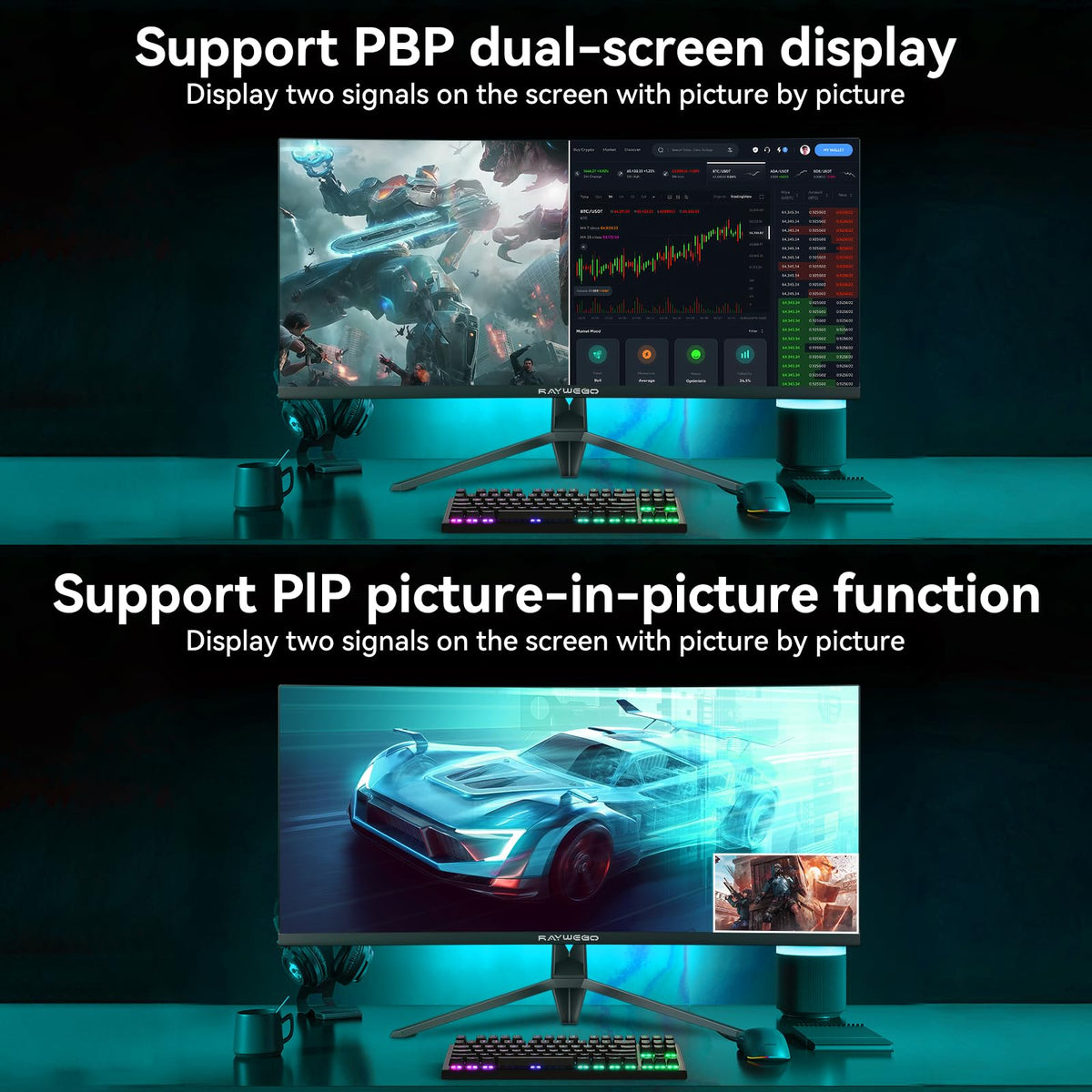 Raywego color coverage 99% DCI-P3 and 127% sRGB for vibrant visuals.