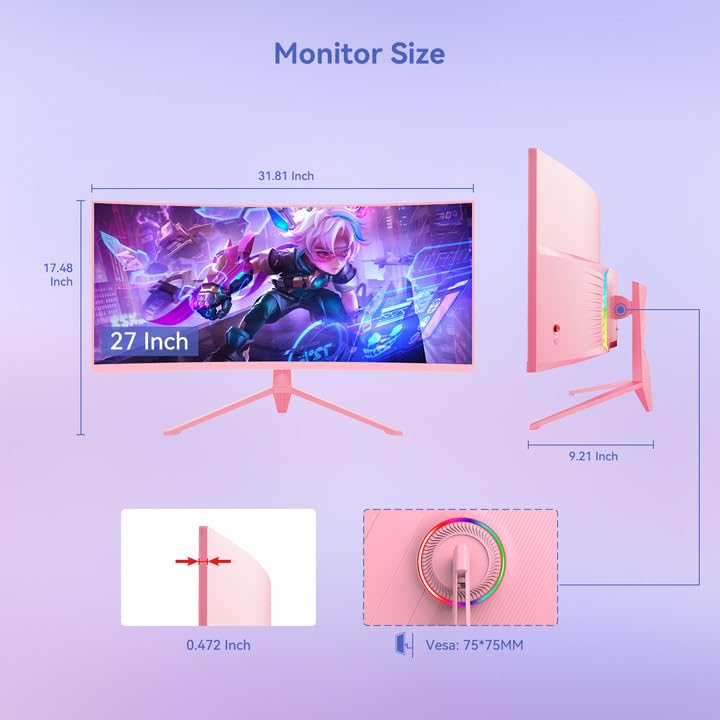 Raywego 34-inch pink monitor fits home office and gaming setup