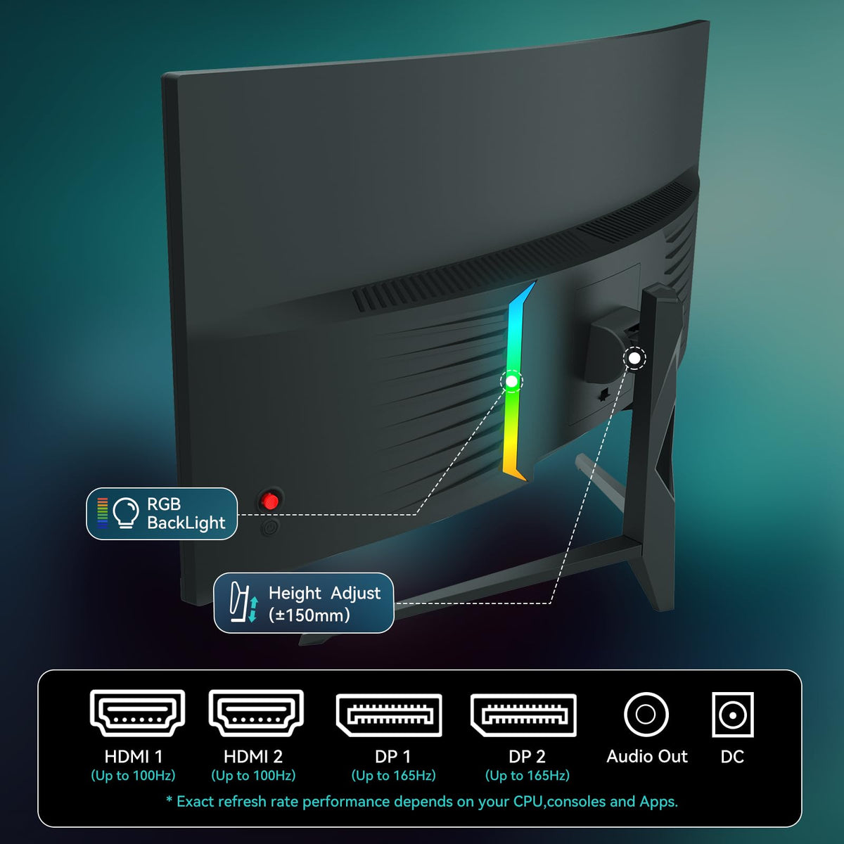 Raywego VESA mount compatibility for flexible desk setup.