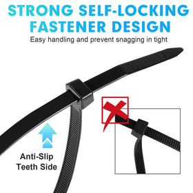 RAZCC 100 lb tensile strength nylon ties ready for heavy-duty securing.