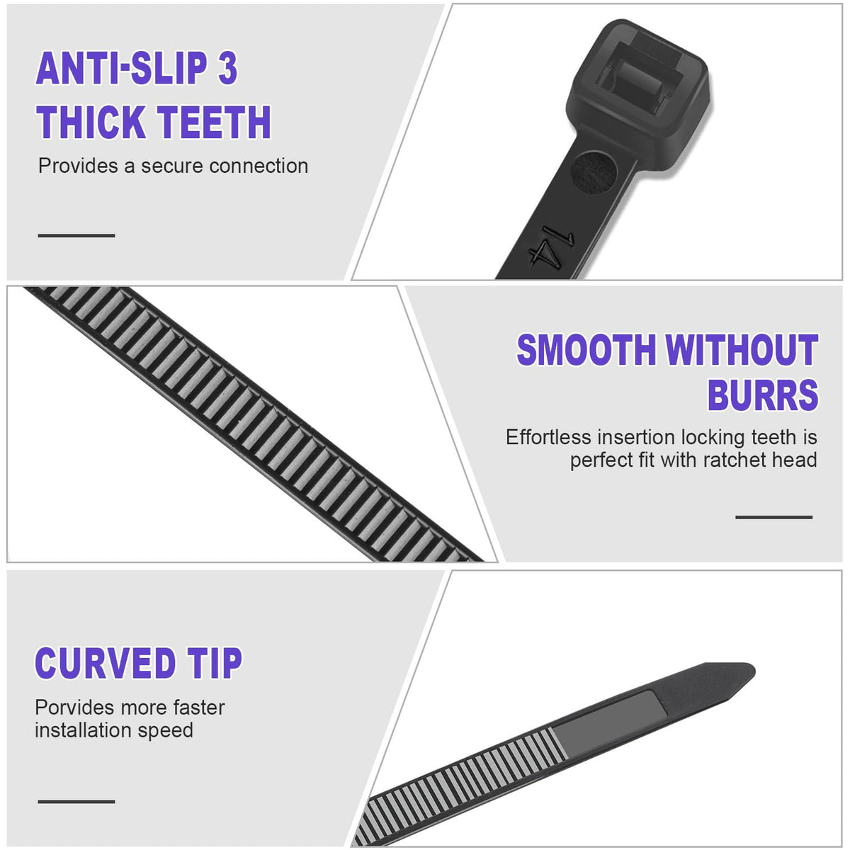 RAZCC cable bundle secured by zip tie demonstrating tidy wire management benefit