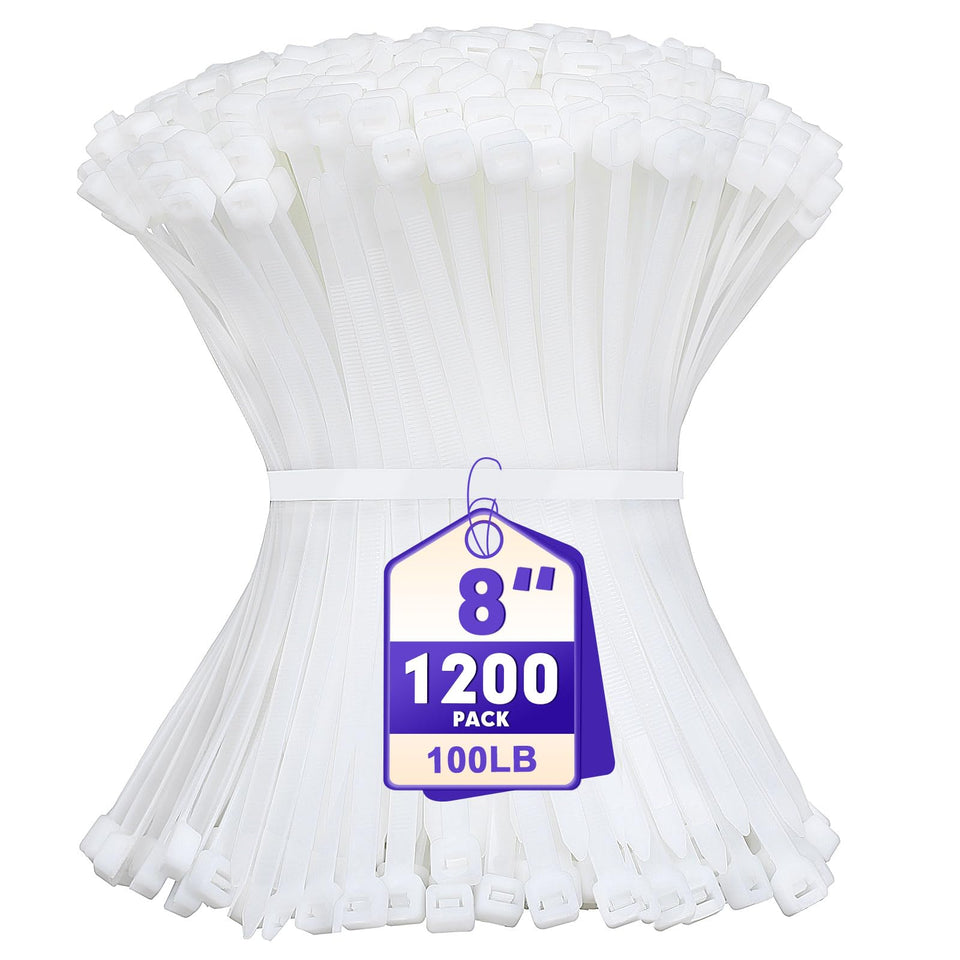 RAZCC front packaging showing 1200 white zip ties and clear labeling for stock supply