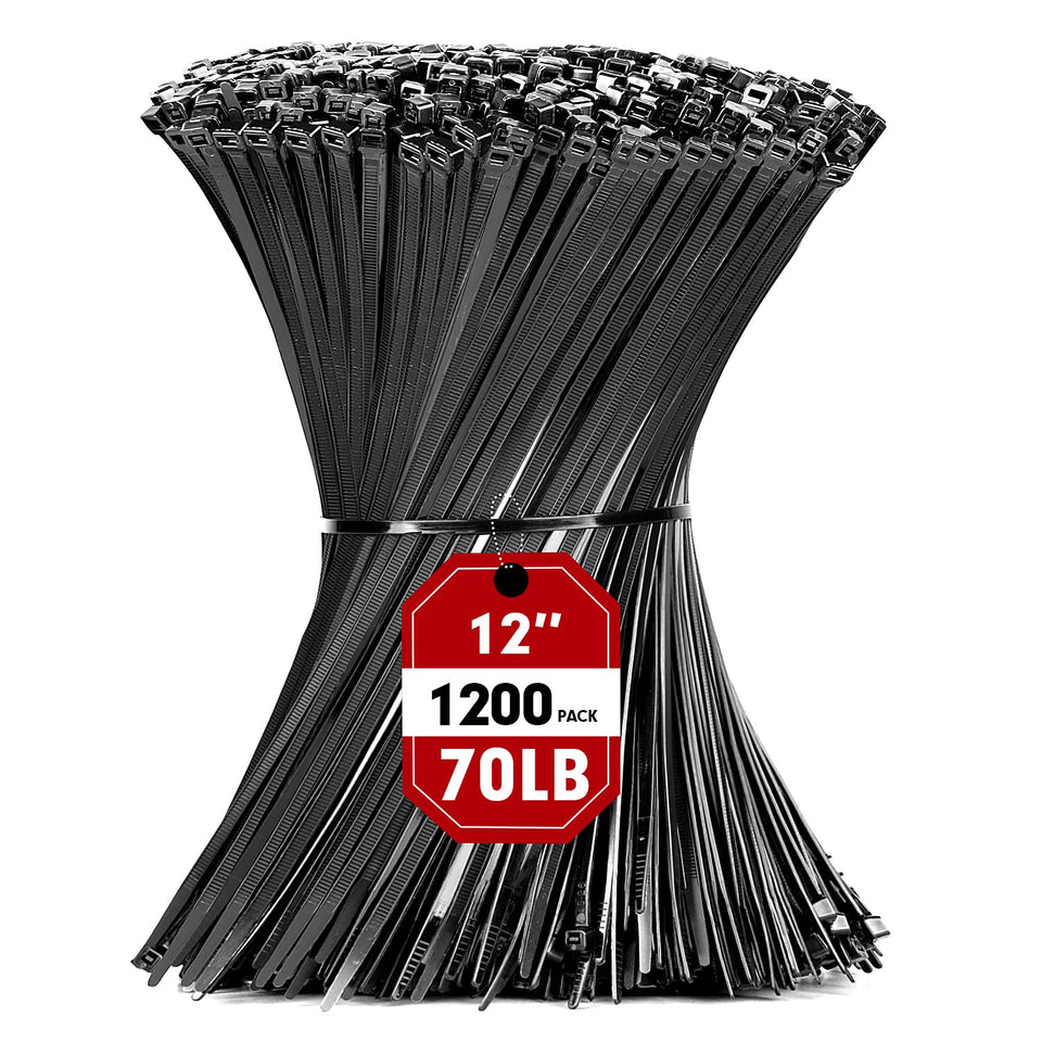 RAZCC front packaging showing 1200 black zip ties and bulk value