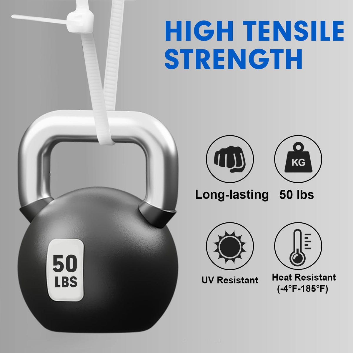 RAZCC self-locking zip ties close-up showing secure grip for long-lasting fixes.