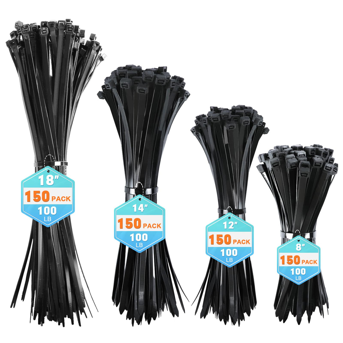RAZCC zip ties 600-pack display for versatile home organization and quick fixes.