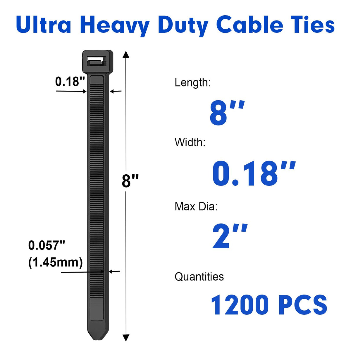 RAZCC zip ties black nylon close-up shows strong self-locking mechanism