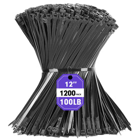 RAZCC front packaging of 1200 zip ties showing count and size benefits