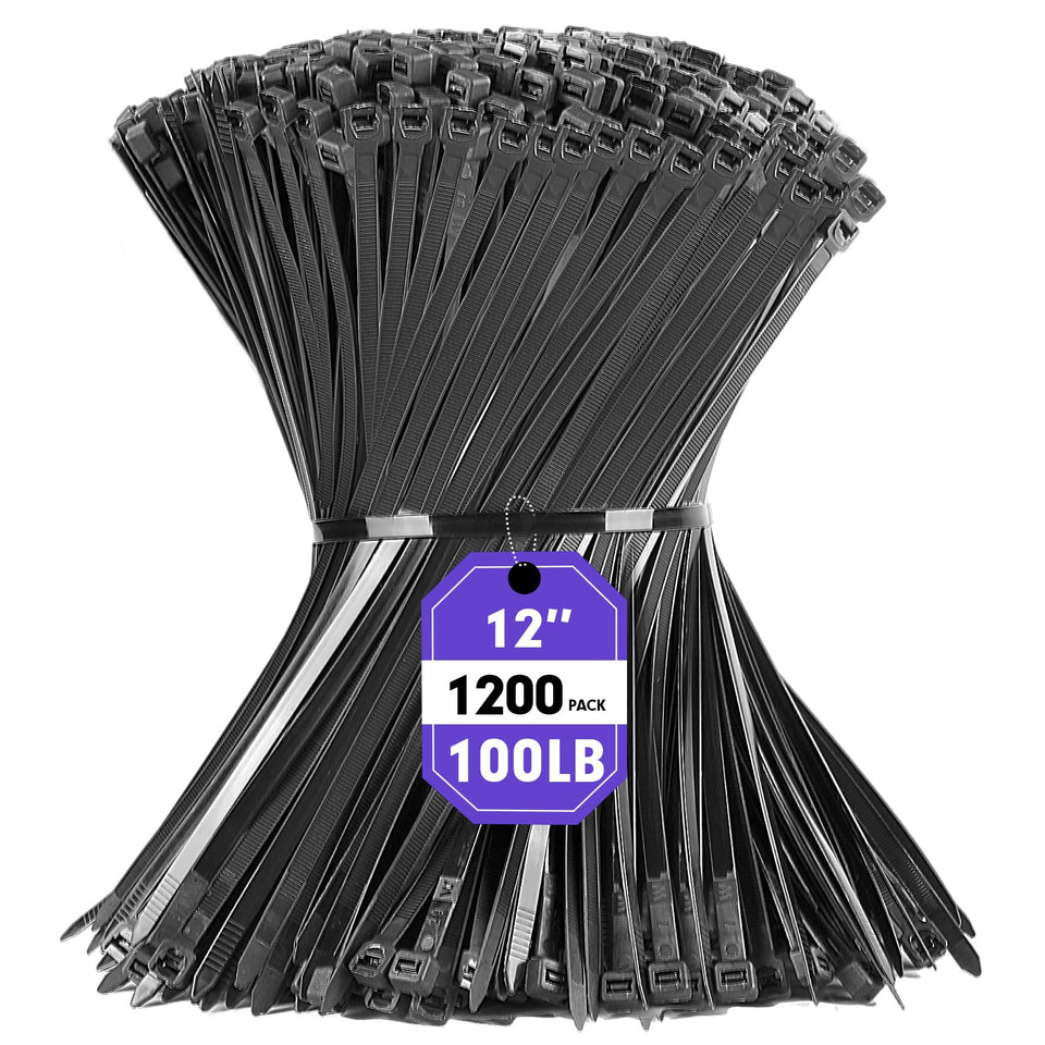 RAZCC front packaging of 1200 zip ties showing count and size benefits