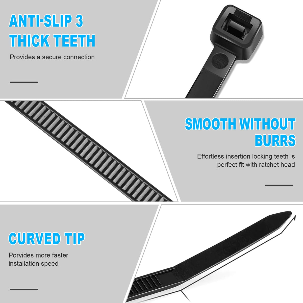 RAZCC zip ties UV-resistant for sun-exposed installations.
