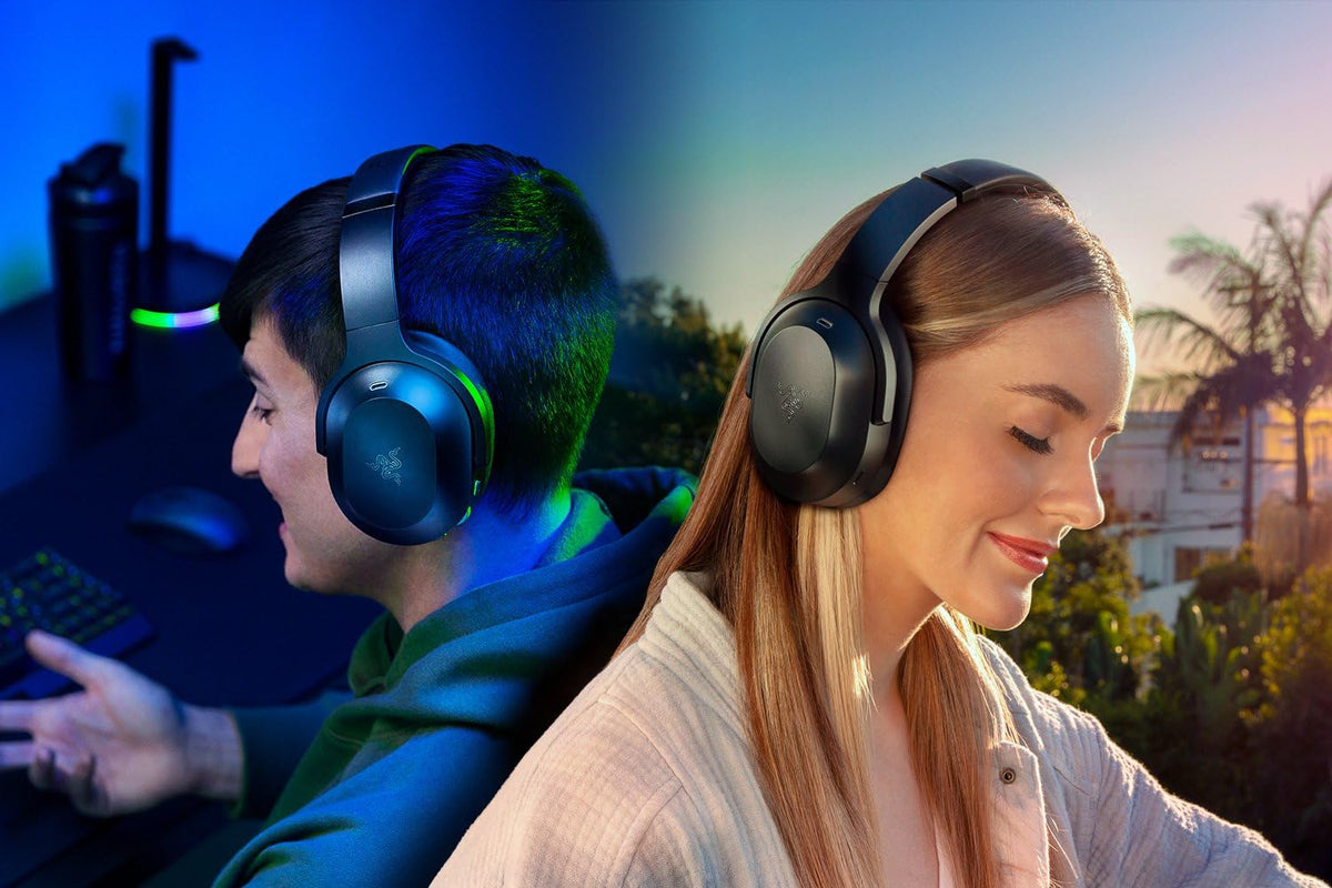 Razer Barracuda Pro controls close-up showing ANC and mic toggles for easy tuning