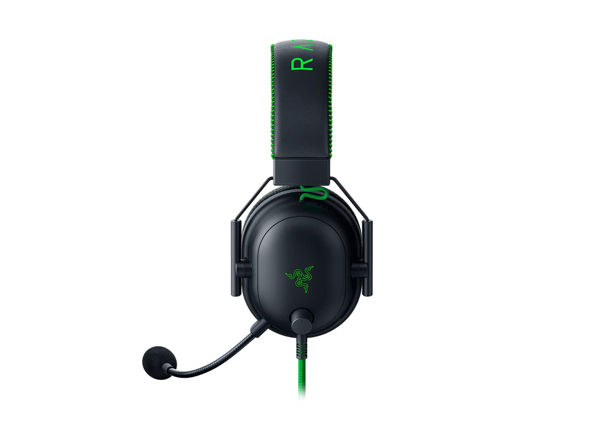 Razer BlackShark V2 earcup close-up highlighting breathable memory foam comfort