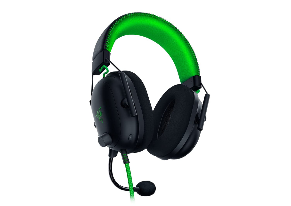 Razer BlackShark V2 side profile worn on head showing secure fit benefit